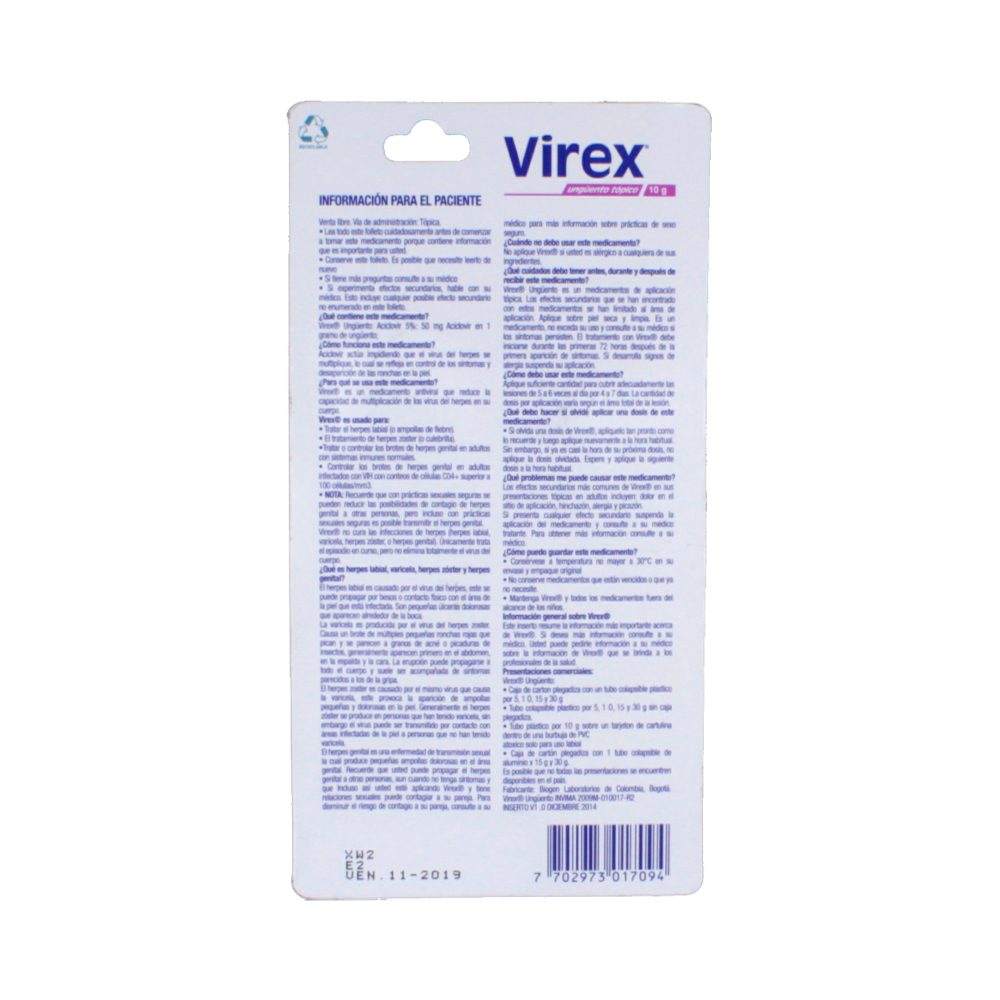 Virex Unguento Tubo X Gr Los Expertos En Ahorro Cruz Verde Colombia