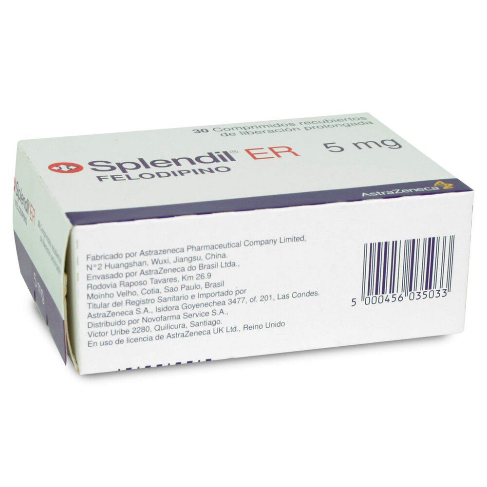 Splendil Splendil ER Felodipino 5 mg 30 Comprimidos