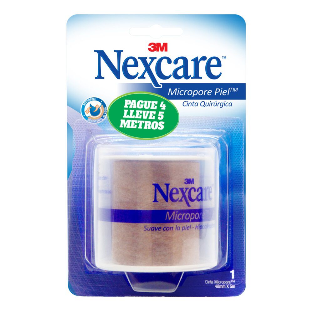 Promo Cinta Microporosa Nexcare Sobre 1 Rollo 5 Metros Gratis 1 Metro (48 Mm X 5 Metros)