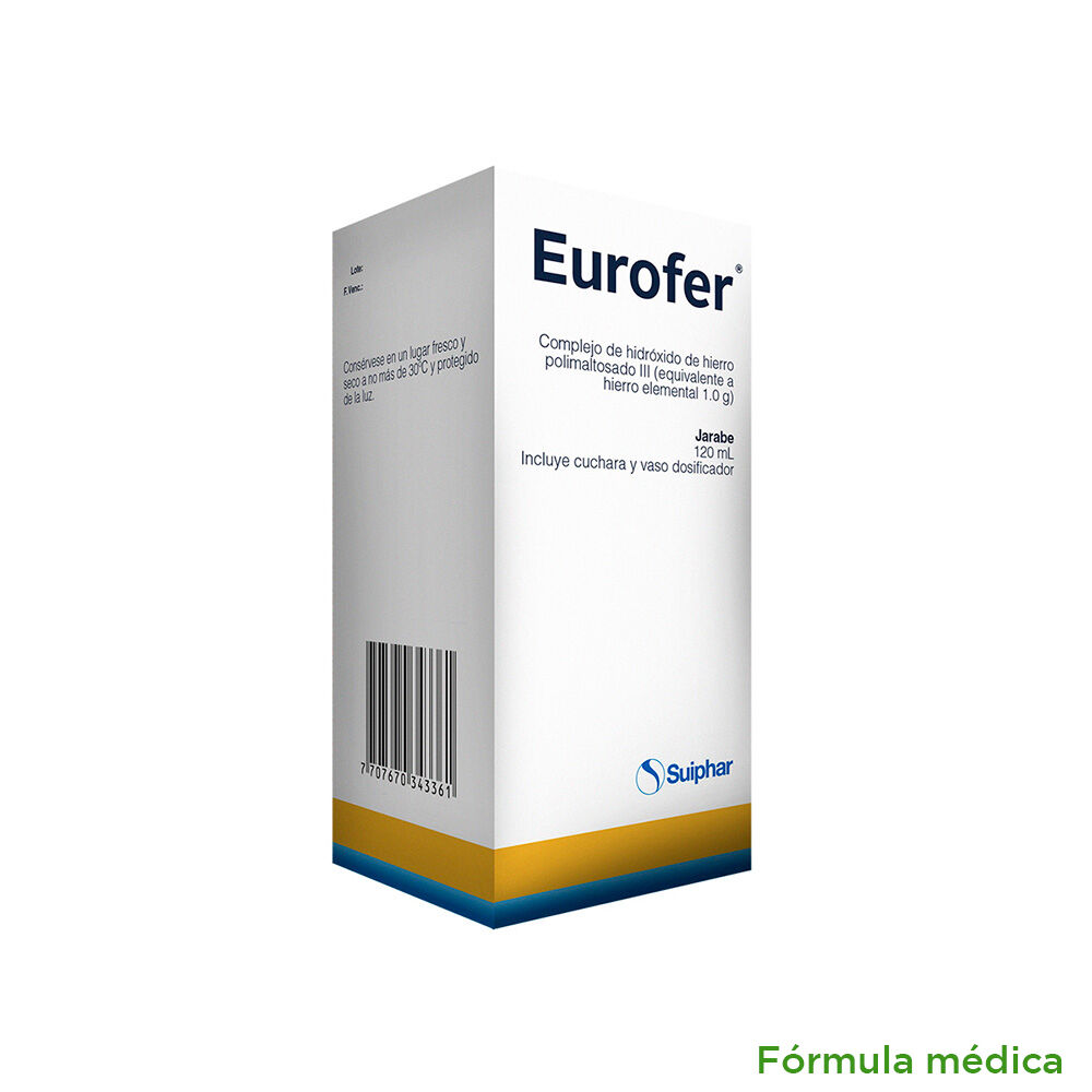 Eurofer+Cuch+Vas 50Mg/5Ml(1%)(Fe) Jarabe Frasco X 120Ml