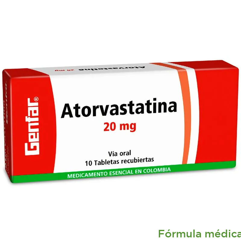 Atorvastatina 20Mg Tabletas Recubiertas Caja X 10 Genfar