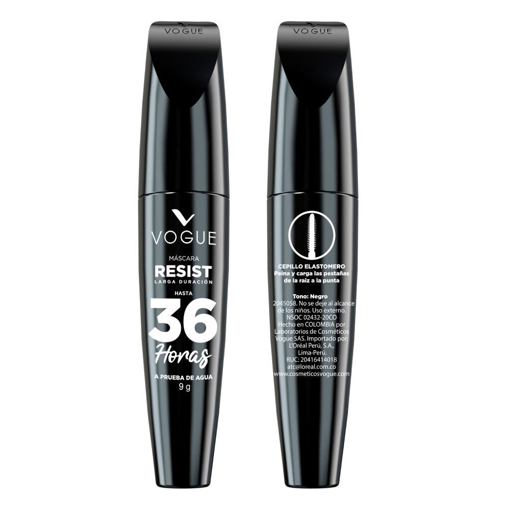 Máscara Para Pestañas Vogue Resist A Prueba De Agua Negro 9G
