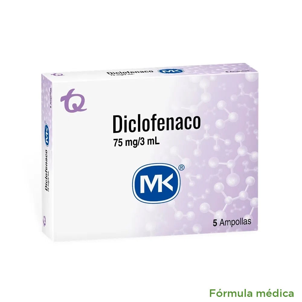 Diclofenaco 75Mg/3Ml(25Mg/Ml) Solución Inyectable Caja X Ampolletas X 3Ml Mk