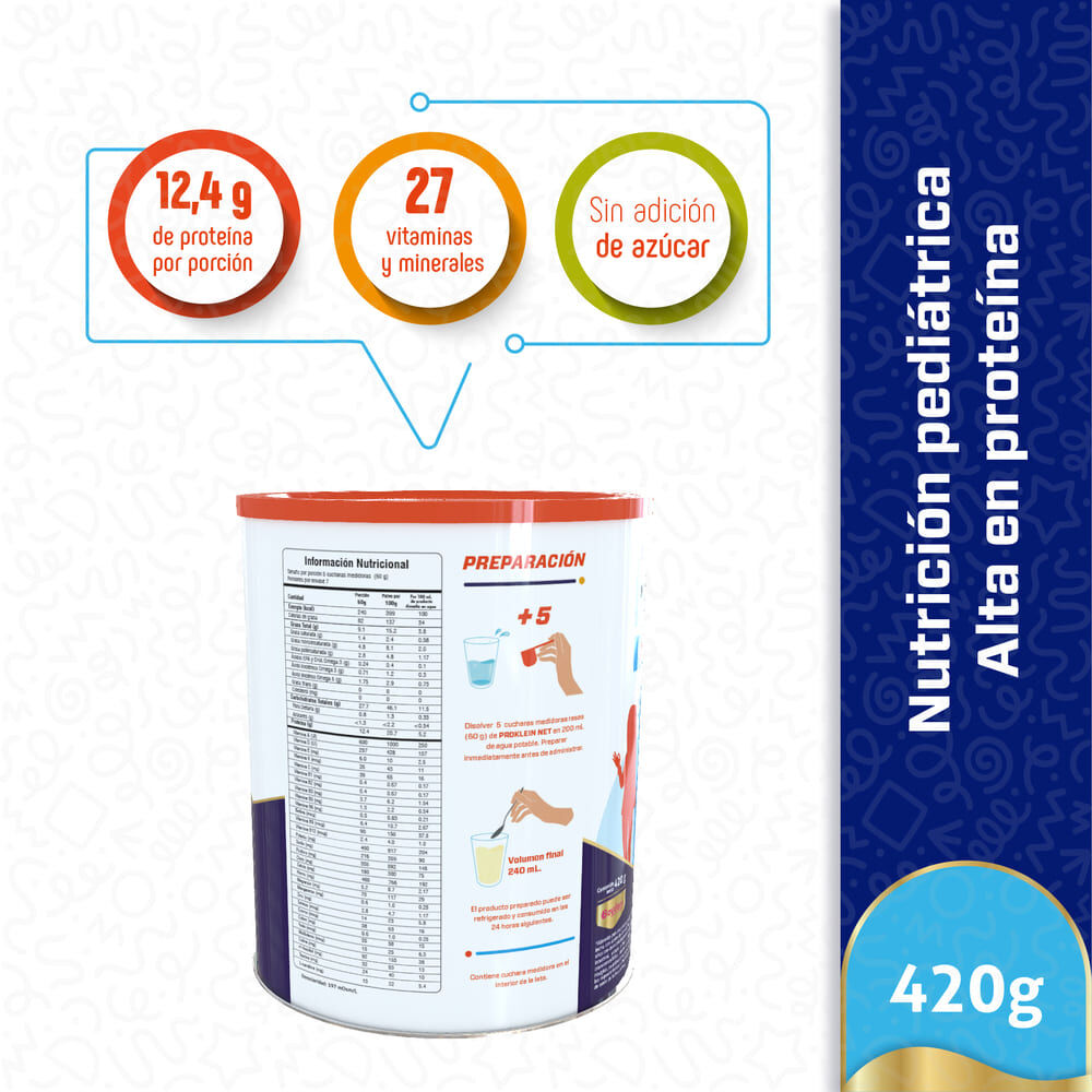 Proklein-Net-Alimento-Para-Propósitos-Médicos-Especiales,-Para-Dar-Soporte-Nutricional-Edad-4-A-18-Años--Crema-De-Vainilla-Tar-X-420Gr-imagen-3