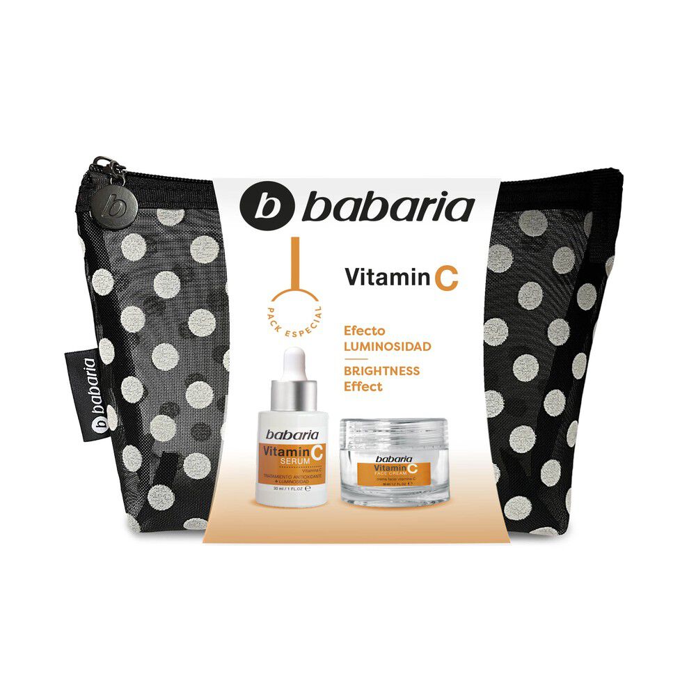 Kit Neceser Serum+Crema Facial BaBarraia Vitamina C Paquete 1 Frasco 30Ml+1 Pote 50Ml