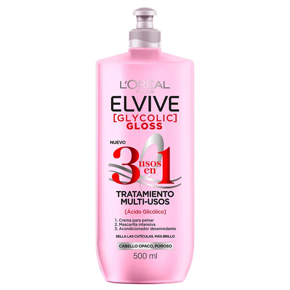 Tratamiento-Capilar-Multi-Usos-3-En-1-Elvive-L'Oreal-Paris-Glycolic-Gloss-Brillo-Instantaneo-X500Ml-imagen-1