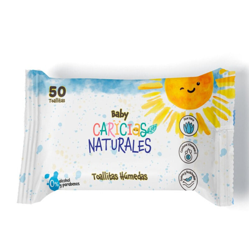 Toallitas Humedas Caricias Naturales 0 Alcohol Y Parabenos Paquete  50 Unidades