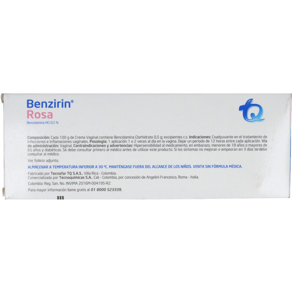 Benzirin Rosa 0.5 Crema Vaginal Tubo X 30 Gr