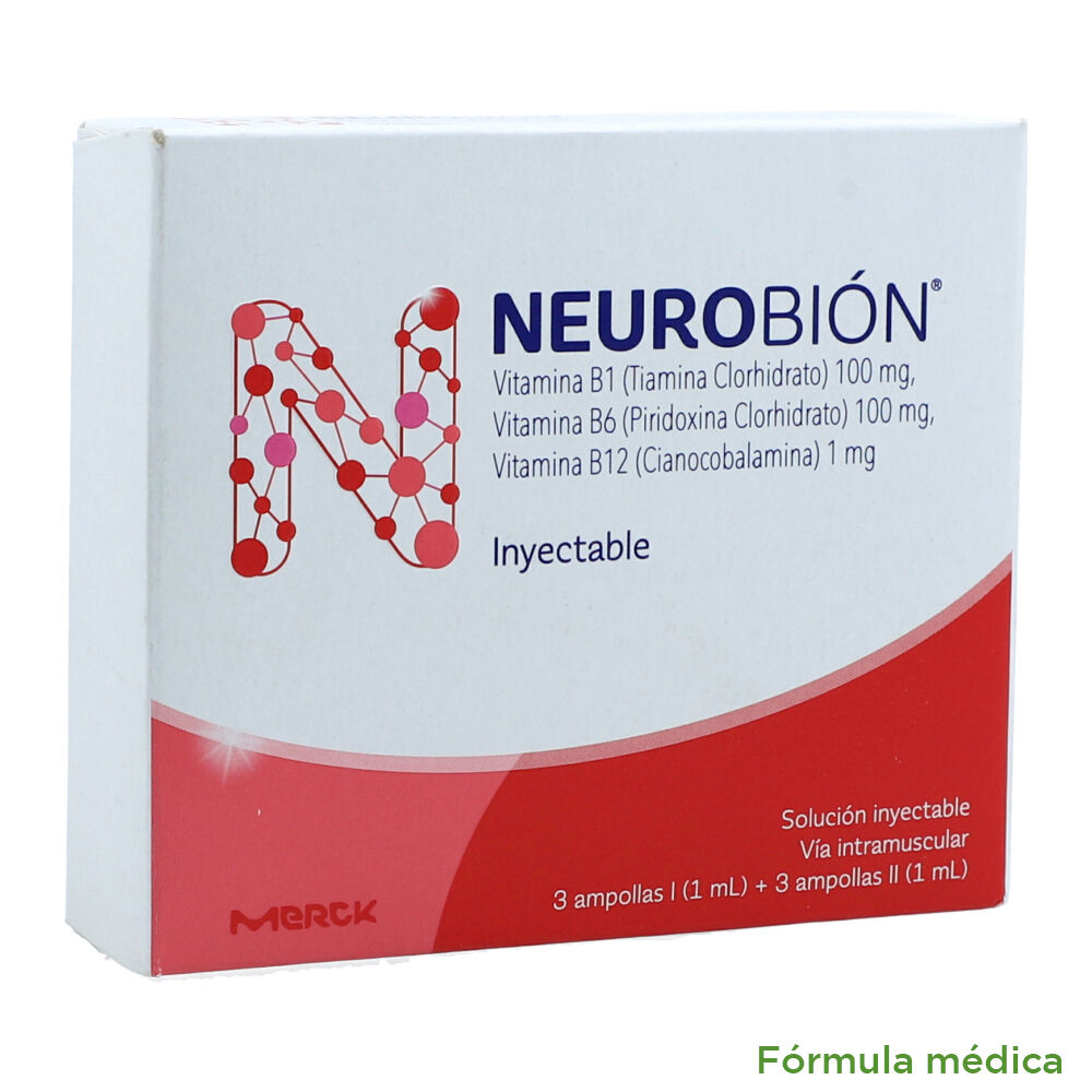 Neurobion Solución Inyectable 100 / 100 / 1 MG Caja x 3 ampollas I (1mL) + 3 ampollas II (1mL)