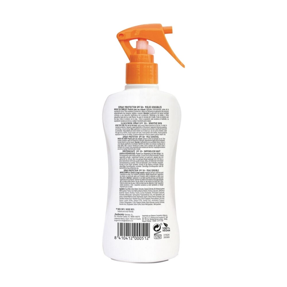 Protector-Solar-En-Spray-Babaria-Pieles-Sensibles-Con-Aloe-Spf-50-Frasco-X-200Ml-imagen-2
