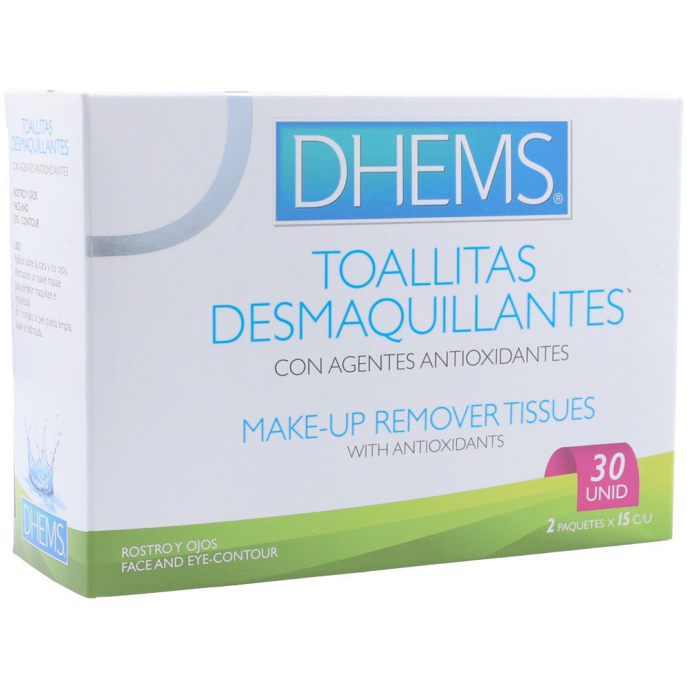Toallitas-Desmaquillantes-Con-Agentes-Antioxidantes-Dhems-Caja-X-2-Sobres-X-15-Unidades-imagen-1