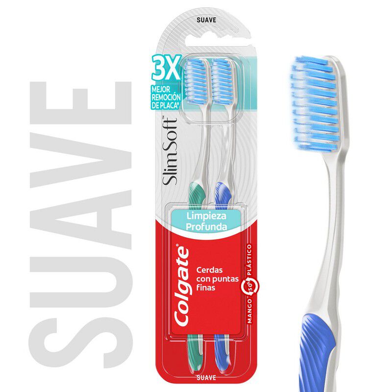Cepillo Colgate Cabeza Com 2X1 Slim Soft Paquete X 1
