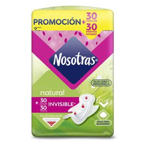 Promo-Toallas-+-Panitos-Intimos-Nosotras-Natural-Invisible-Paquete-X-30-Toallas-+-30-Panitos-imagen