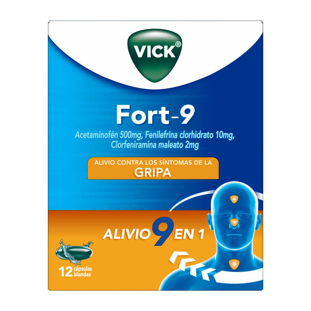 Vick Fort 9 (500+2+10)Mg Capsula Blanda Caja por 12