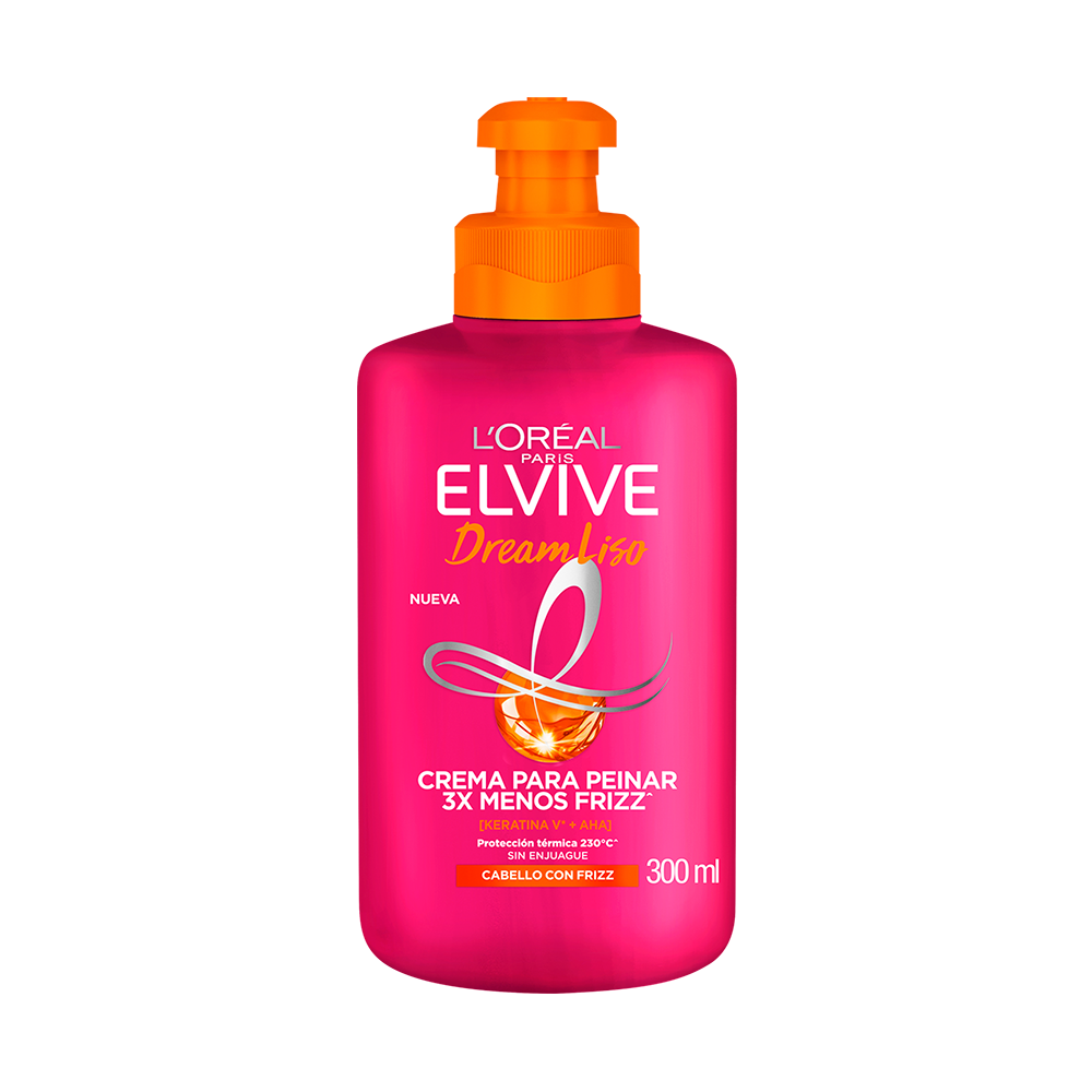 Crema Para Peinar Elvive L'Oreal Paris Dream Liso Para Un Cabello Liso Y Sin Frizz X300 Ml