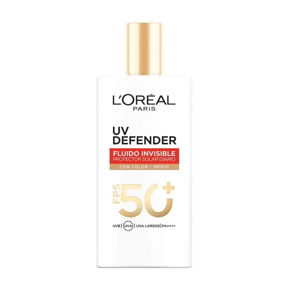 Protector Solar Diario Loreal Paris Uv Defender Fluido Invisible Con Color Fps 50+ Frasco X 40Gr Medio