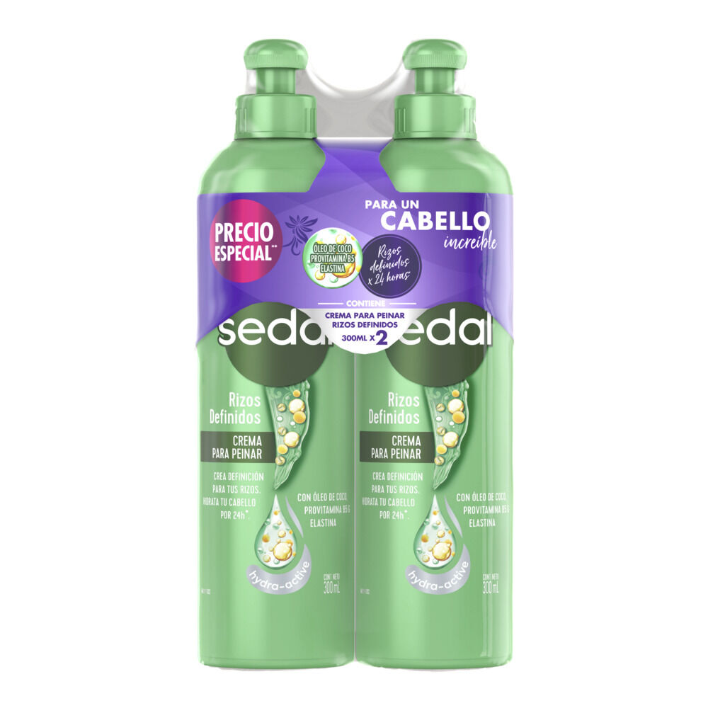 Crema Para Peinar Sedal Rizos Definidos 2X300Ml