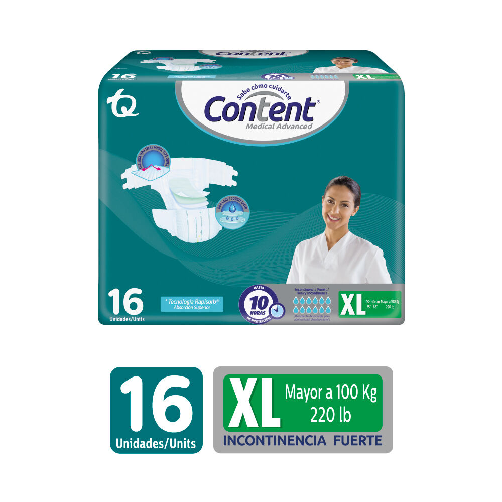 Pañal Content Medical Advanced Paquete X 16Und Talla Xl
