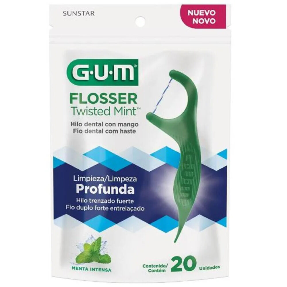 Hilo Dental Con Mango Flosser Bolsa Por 20 Gum Menta