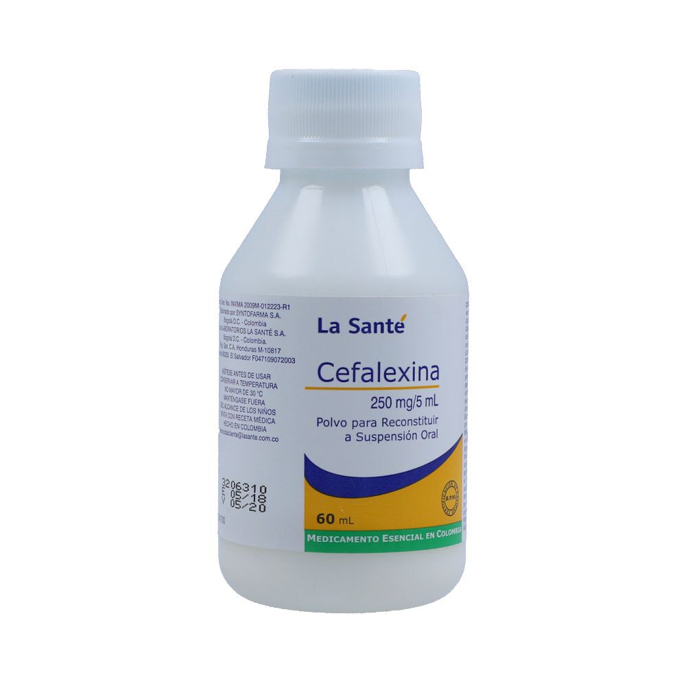 Cefalexina 250Mg/5mL(5%) Suspensión Oral La Santé Frasco X 60mL