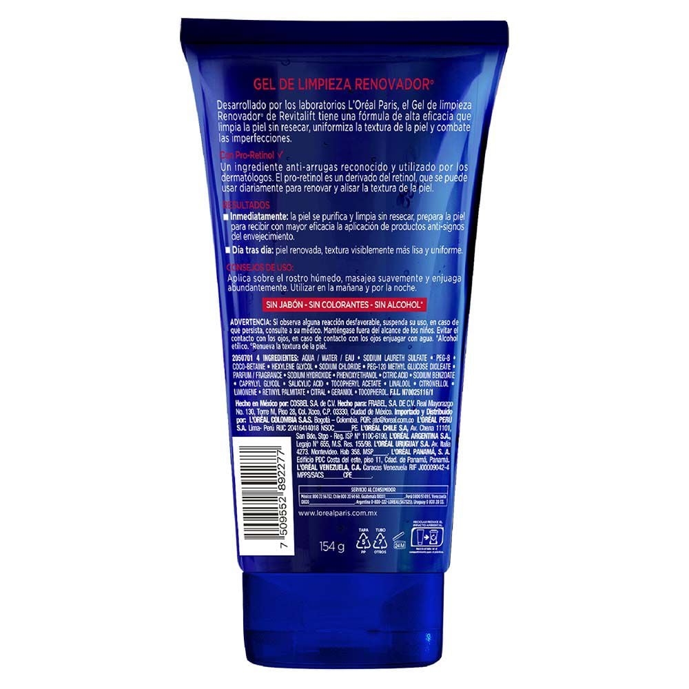 Gel-Limpiador-Loreal-Paris-Revitalift-Pro-Retinol-Renovador-Tubo-X-150Ml-imagen-2