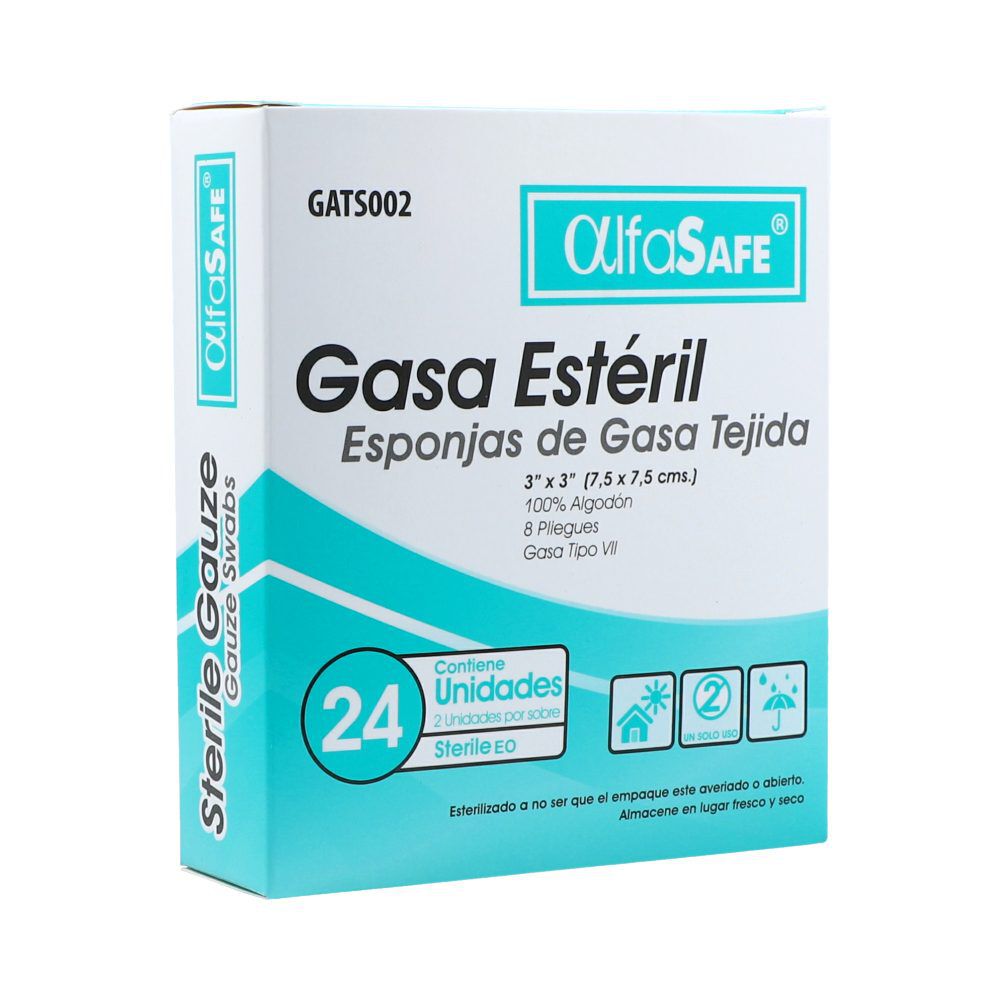 Gasa Estéril Tejida Ref Gans004 7.5Cm X 7.5Cm Caja X 12Sobres x 2 Unidades