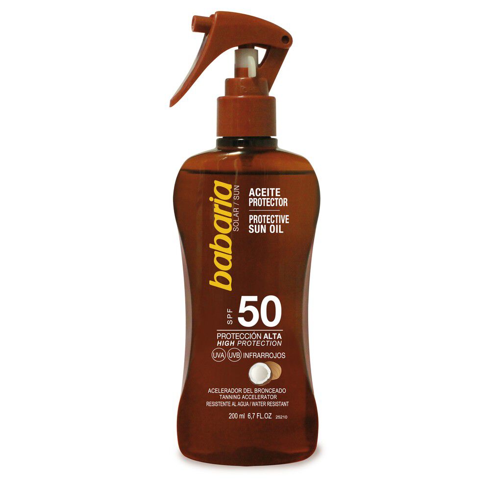 Aceite Protector Solar Babaria Spf50 Frasco 200Ml