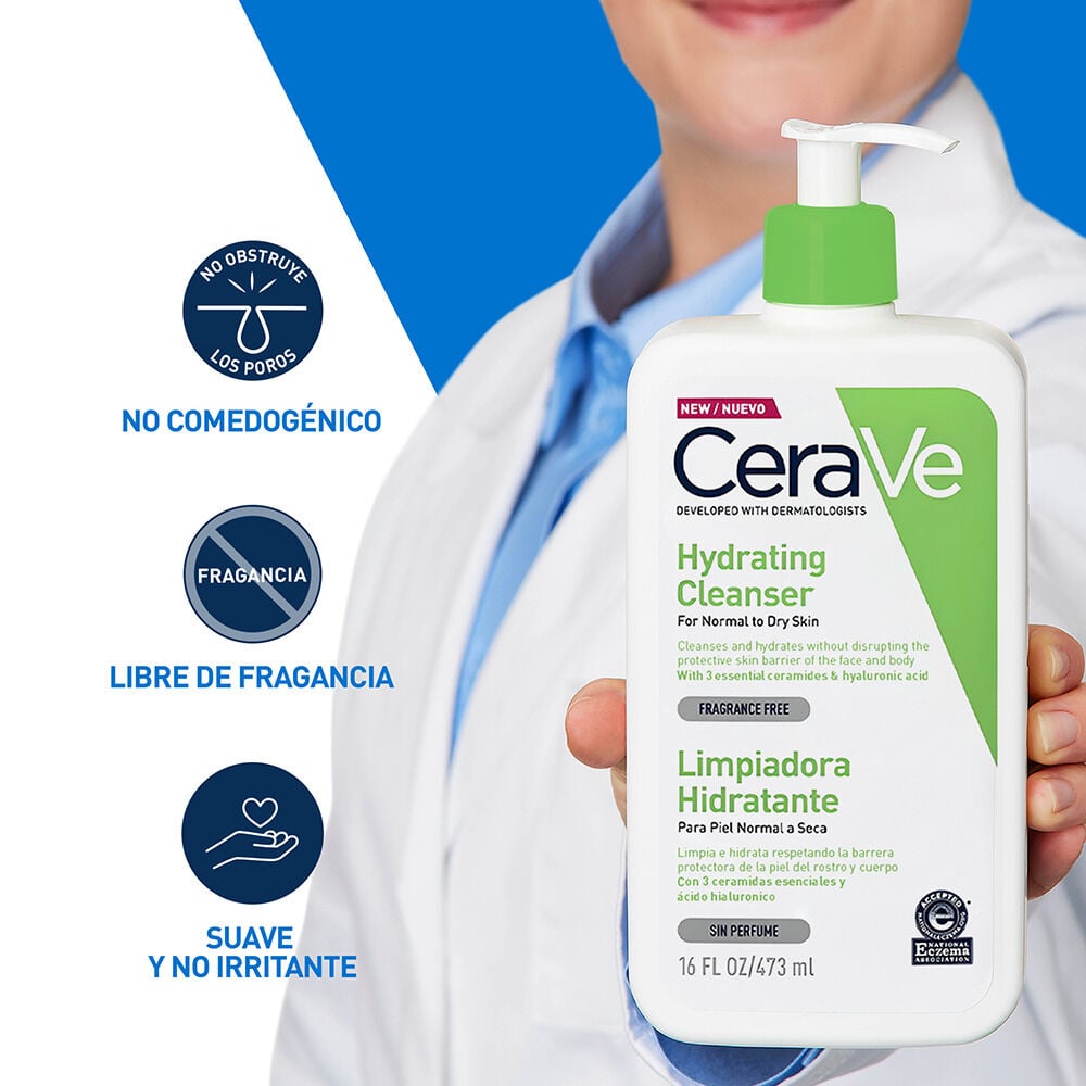 Cerave-Hydrating-Cleanser Limpiadora-Hidratante-Frasco-X-473Ml-Para-Piel-Normal-A-Seca-imagen-4