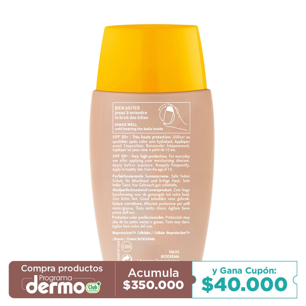 Protector-Solar-Photoderm-Bioderma-Nude-Touch-Fps-50+-Teinte-Claire-Frasco-X-40Ml-imagen-2