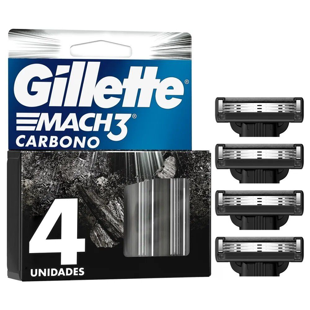 Repuestos Para Afeitar Gillette Mach 3 Carbono Caja 4Und