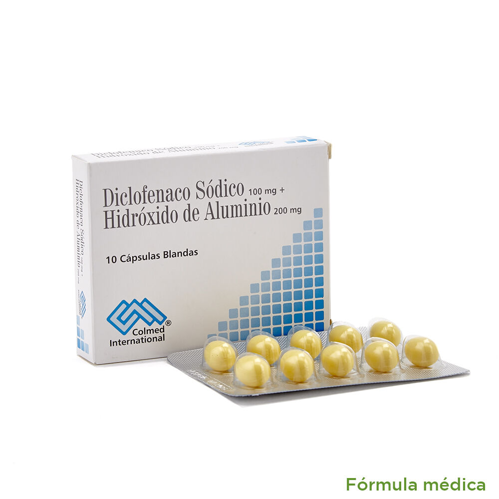Diclofenaco Sódico 100 Mg - Hidroxido De Aluminio 200 Mg Capsula Blanda Caja X 10 Capsulas