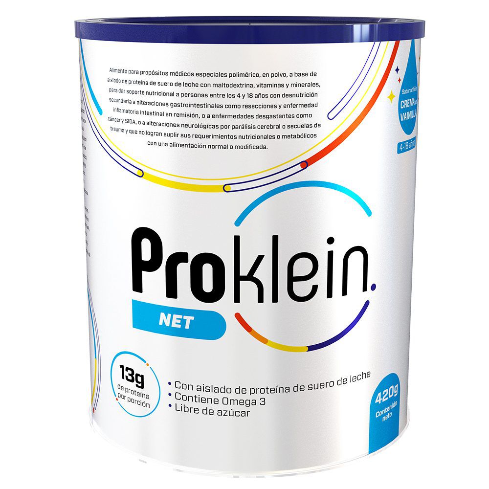 Proklein-Net-Alimento-Para-Propósitos-Médicos-Especiales,-Para-Dar-Soporte-Nutricional-Edad-4-A-18-Años--Crema-De-Vainilla-Tar-X-420Gr-imagen