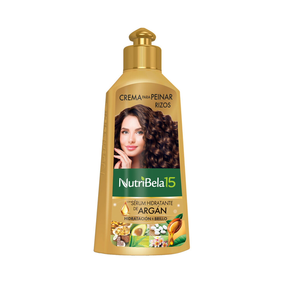 Crema Para Peinar Rizos Nutribela 15 Con Serum Hidratante De Argan Frasco X 300Ml