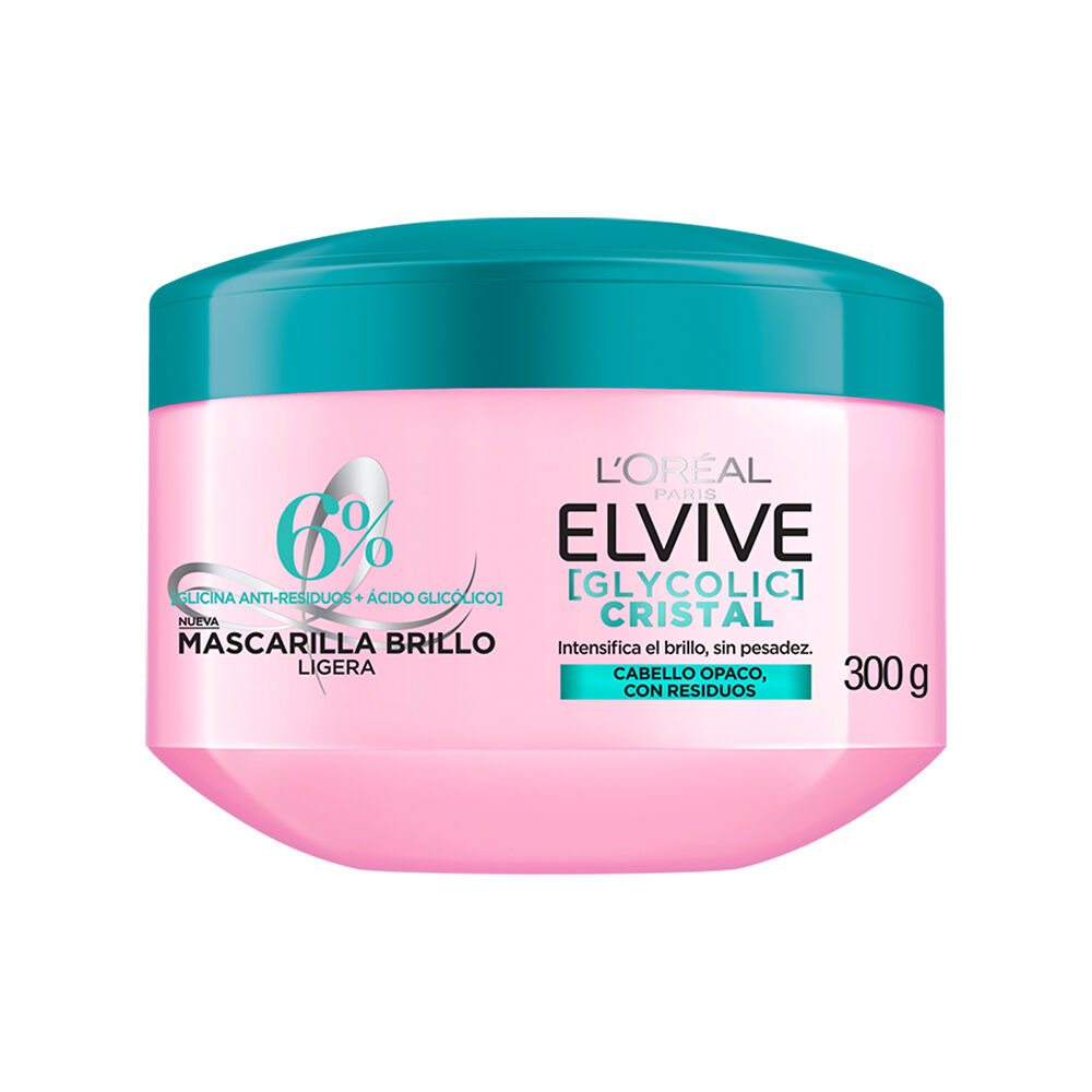 Mascara Brillo Ligera Loreal Paris Elvive Glycolic Cristal Pote X 300Gr