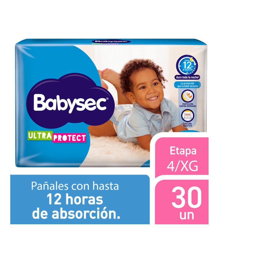 Pañales Babysec Ultraproctect Paquete por 30 Etapa 4 Xg