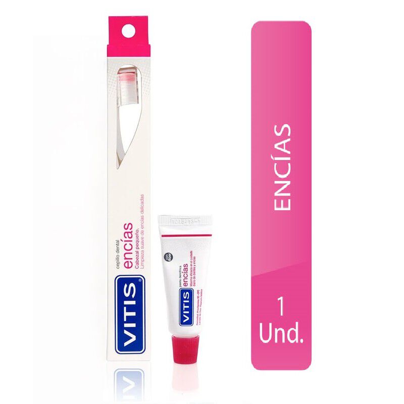 Cepillo Dental Vitis + Pasta Dentrifica Suave De Encias Delicadas Kit 1 Cepillo + Tubo 15Ml