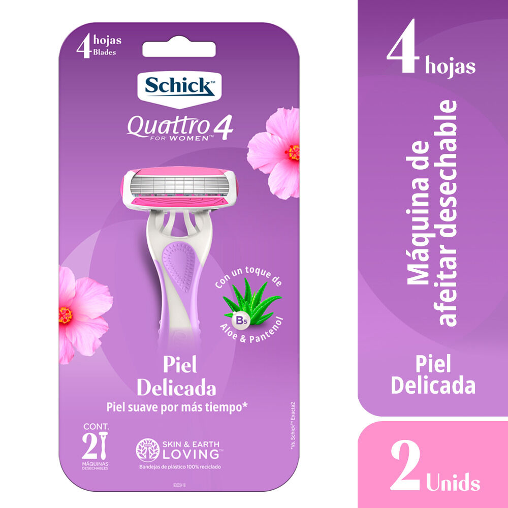 Maquina Depilacion Mujer Schick Sob X 2 Quattro4 Sensible