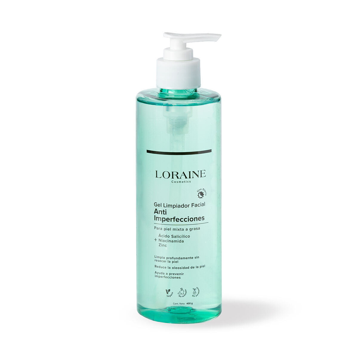 Gel Limpiador Facial Loraine Cosmetics Anti Imperfecciones Piel Mixta A Grasa Fco X 400Gr