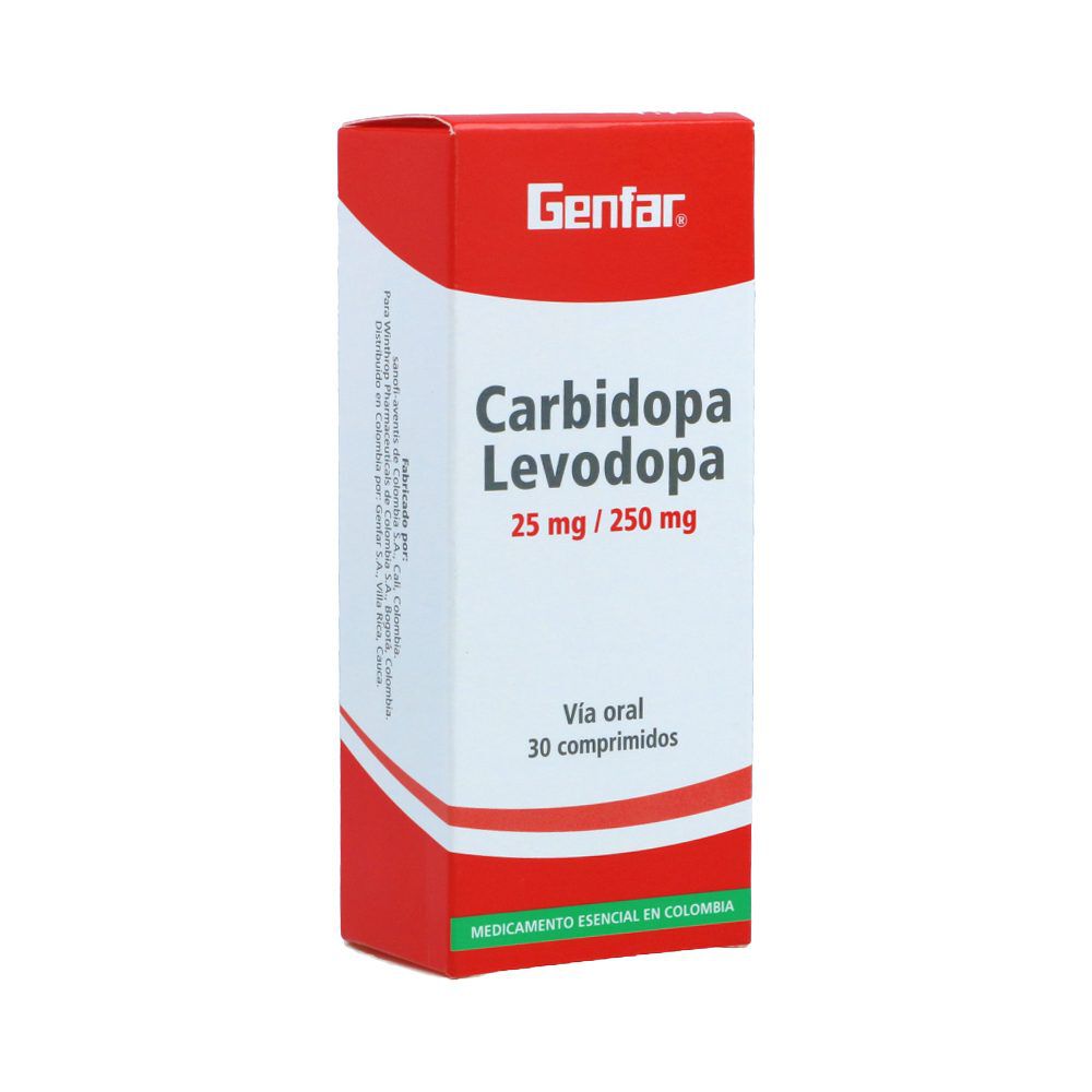 Carbidopa+Levodopa 250Mg+25Mg Caja X 30 Tabletas