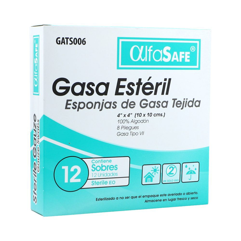 Gasa Esteril Alfasafe 10Cm X 10Cm Sobre X 1