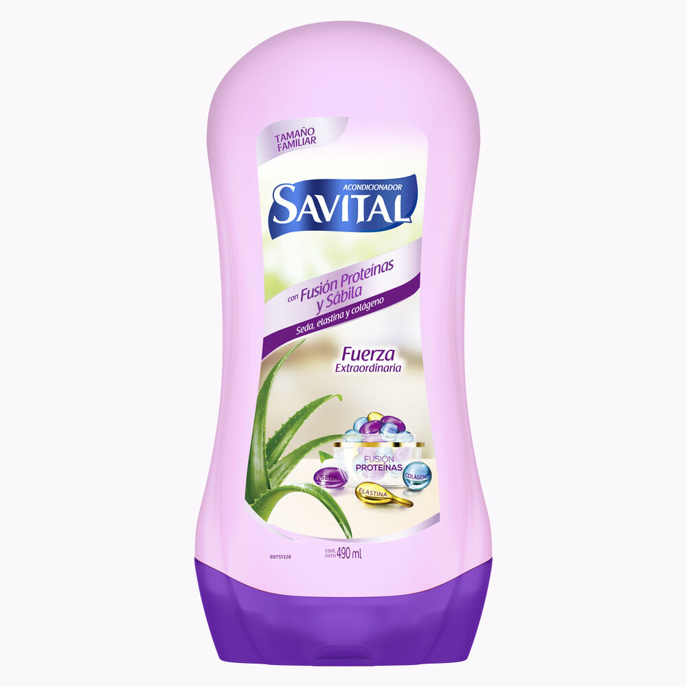 Acondicionador-Fusion-De-Proteinas-Y-Sabila-Savital-Fuerza-Extraordinaria-Frasco-X-490Ml-imagen