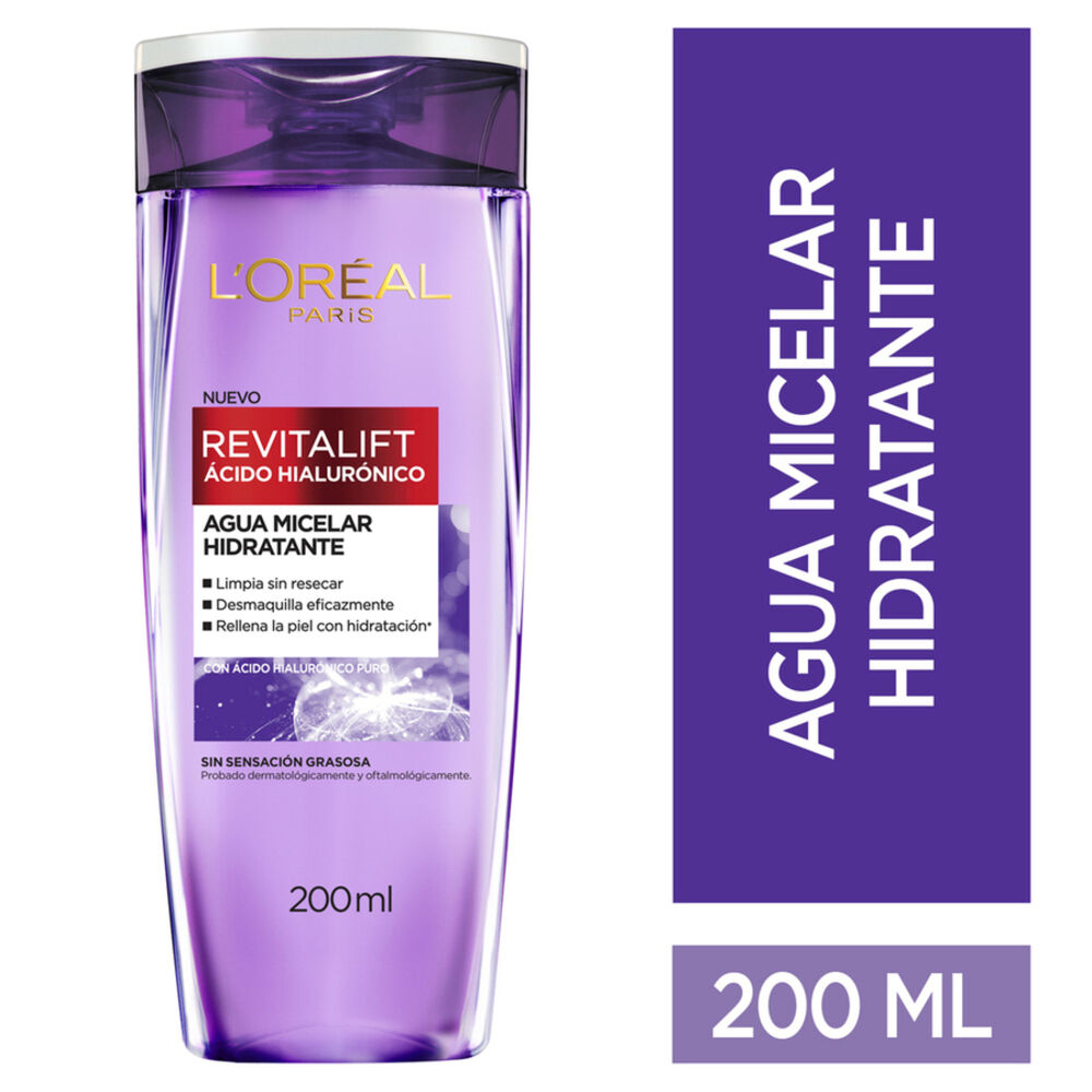 Agua-Micelar-Hidratante-Acido-Hialuronico--Revitalift-Loreal-Paris-Revitalift-Sin-Sensacion-Grasosa-Frasco-X-200Ml-imagen-1