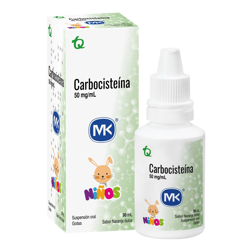 Carbocisteina Gotas Niños 250Mg/5Ml(5%) Suspension Oral Frasco por 30Ml Mk Naranja