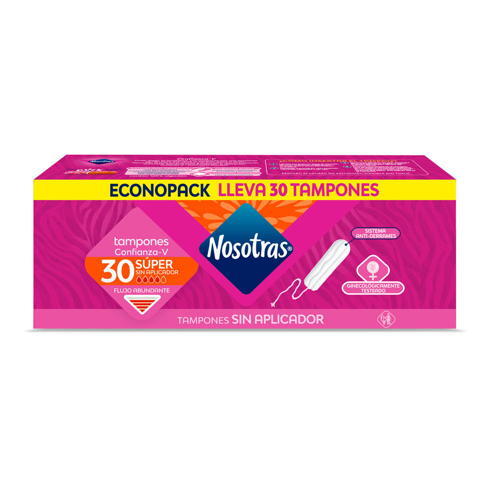 Tampones Nosotras Super Sin Aplicador Econopack Caja X 30 Und