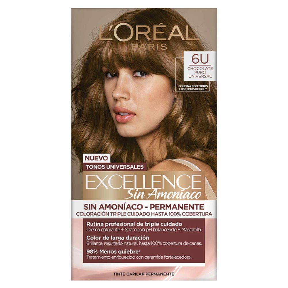 Tinte-Capilar-Loreal-Paris-6U-Excellence-Sin-Amoniaco-Tubo-X-45Gr-Chocolate-Puro-Universal-imagen-1