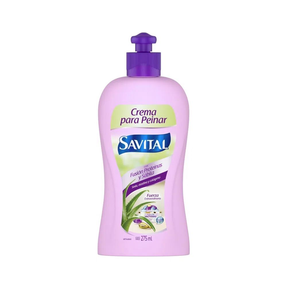 Savital-Crema-Para-Peinar-Fusion-Proteinas-Y-Sabila-Frasco-X-275Ml-imagen