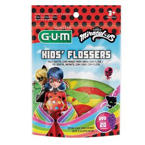 Hilo-Dental-Para-Ninos-Con-Fluor-Flossers-Kids-Miraculous-Gum-Bolsa-por-20-Uva-imagen