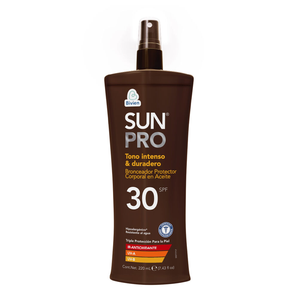 Bronceador Protector Corporal En Aceite Sun Pro Tono Intenso Y Duradero Spf 30 Frasco X 220Ml