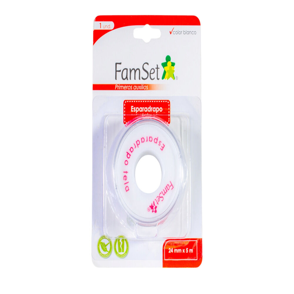 Esparadrapo Tela Blister por 1 Famset 24Mm por 5M Blanco