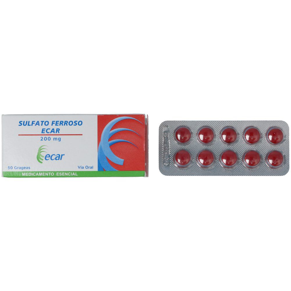 Sulfato-Ferroso-Ecar-200Mg-Blister-X-10-Grageas-imagen